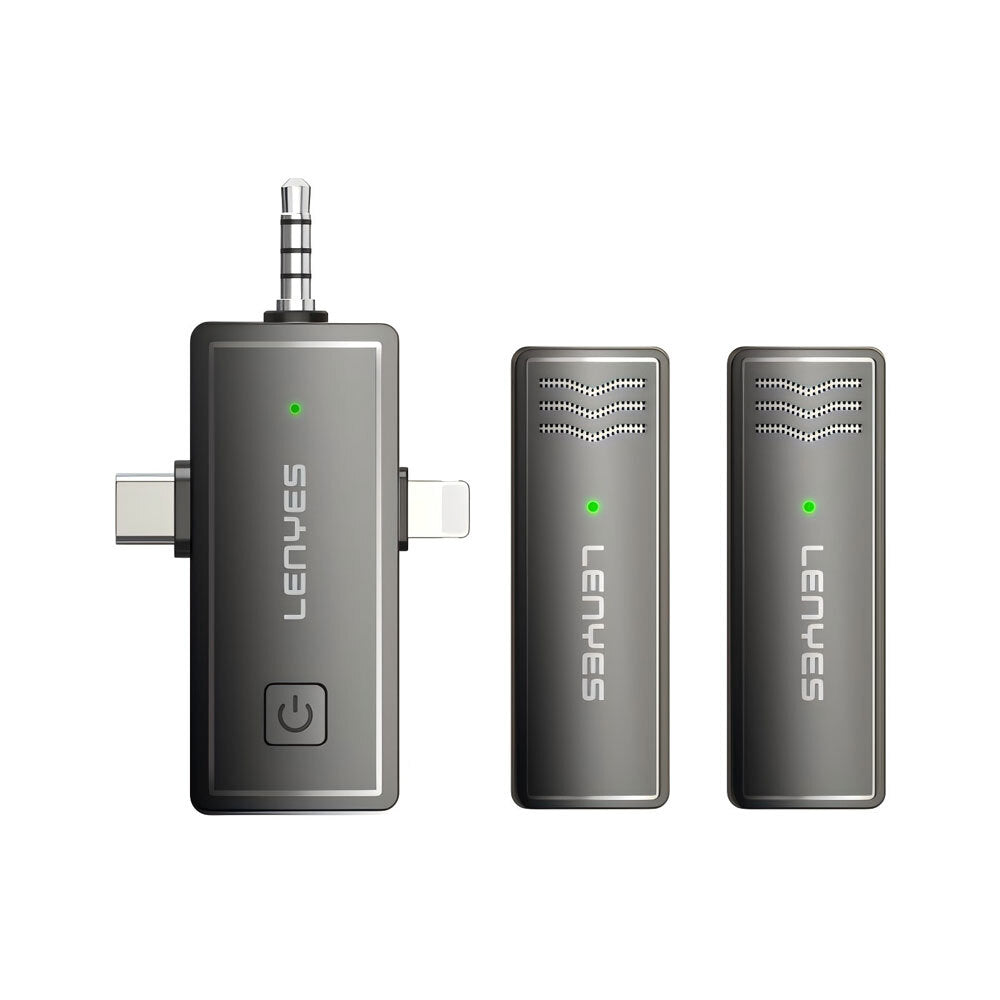 Lenyes LM202 3in1 Type-C&Lightning&3,5mm Portlu Kablosuz Yaka Mikrofonu Lenyes LM202 3in1 Type-C&Lightning&3,5mm Portlu Kablosuz Yaka Mikrofonu
